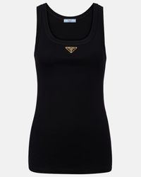 れいれい　 PRADAのロゴプレート付き黒タンクトップ36 PRADA(プラダ) タンクトップ(レディース) - ブランド通販のBUYMA