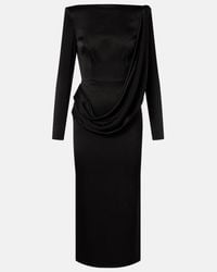 dark blue floral midi dress Navy Blue Embroidered Richelieu Midi Dress