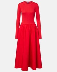 Polo Ralph Lauren Sweater-Bodice Midi Dress in Red | Lyst