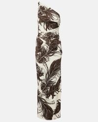 Oscar de la Renta Painted Poppies-print Jersey Maxi Dress in White | Lyst