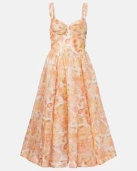 Zimmermann Peggy Floral-embroidery Linen Dress in White | Lyst Zimmermann Peggy Floral-embroidery Linen Dress in White | Lyst