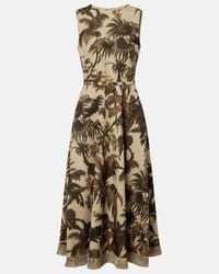 Oscar de la Renta Brushstroke-Print Fringed Maxi Dress in Orange | Lyst UK