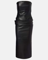 Alex Perry Lace-Trimmed Suede Midi Dress in Black | Lyst