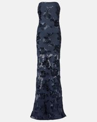 ROTATE BIRGER CHRISTENSEN Flower Mesh Maxi Dress in Blue | Lyst
