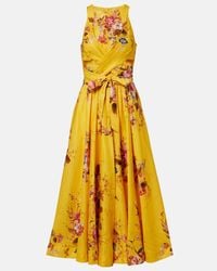 Zimmermann Devi Cutout Embroidered Linen Midi Dress in Natural | Lyst