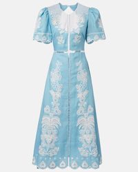chinese dress ladies Alchemy Cream Floral Linen Midi Dress