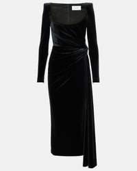 alex perry mila velvet midi dress Alex Perry Mila Velvet Midi Dress in Black