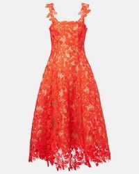 Oscar de la Renta Water Lily Guipure Lace Dress in White | Lyst