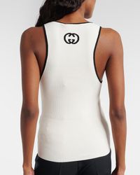 Gucci Mesh Cotton Tank Top in White | Lyst