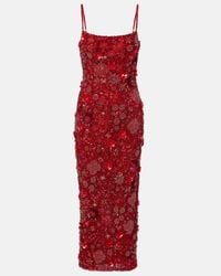 Rachel Gilbert Leora Embellished Satin Dress in Green | Lyst