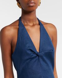 sir alessandra beaded linen maxi halter dress Sir. Alessandra Beaded Linen Maxi Halter Dress In Ivory - 50% Off