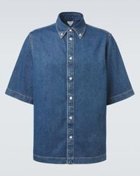 Bottega Veneta Cropped Denim Shirt in Blue for Men | Lyst
