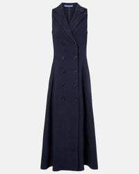 white christmas dresses Poplin Stretch Swirl Maxi Dress Indigo / Large