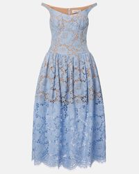 chinese dress ladies Self-Portrait - White Flower Lace Midi Dress