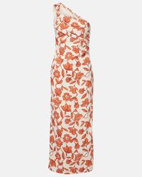 SIR. Belletto Printed Linen Midi Dress in Pink | Lyst