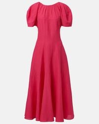 tory burch pink mirror dress Balloon Sleeve Linen Dress: Women's Designer Dresses