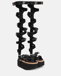 Sacai X A.p.c. Jules Leather Sandals in Black | Lyst Australia