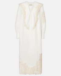 ALMAIS Hera Linen Midi Dress in White | Lyst