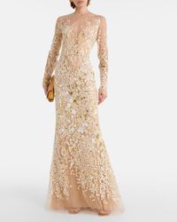 Oscar de la Renta Sequin-Scallop Embroidered Gown in Metallic | Lyst UK Oscar de la Renta Sequin-Scallop Embroidered Gown in Metallic | Lyst UK