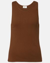Saint Laurent Ysl Embroidered Tank Top in Natural | Lyst