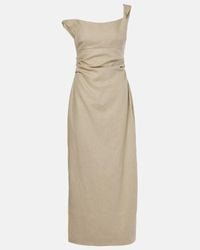 SIR. Alessandra Beaded Linen Maxi Halter Dress in White | Lyst