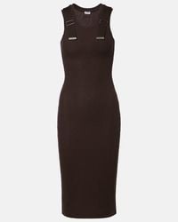 loewe pebble stretch-cotton midi-dress Loewe Pebble Embellished Asymmetric Ribbed Stretch-Cotton Jersey Dress In  Black