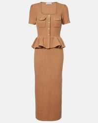 Self-Portrait Sequin Textured Knitted Midi Dress in Brown | Lyst UK