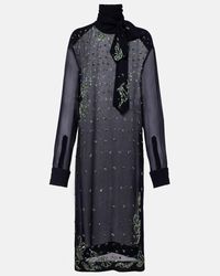 Dries Van Noten Beaded Midi Dress in Black | Lyst Dries Van Noten Beaded Midi Dress in Black | Lyst