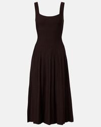 STAUD Claretta Backless Pleated Rib-Knit Dress in Blue | Lyst