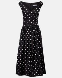 Self-Portrait Dot Mesh Midi Dress in Black | Lyst