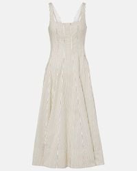 STAUD Claretta Backless Pleated Rib-Knit Dress in Blue | Lyst
