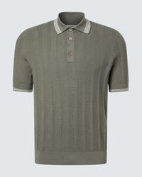 Brunello Cucinelli Linen Knit Polo Shirt in Blue for Men | Lyst