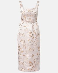 STAUD Kennedy Metallic Brocade Midi Dress in Natural | Lyst UK