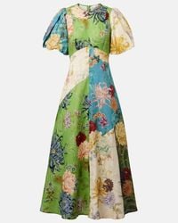 knee length dresses for ladies Alémais Orange Blossom Spliced Midi Dress in Multi