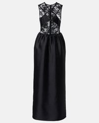 Self-Portrait Lace Trimmed Pencil Dress - Black/navy | Lyst