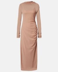 long sleeve maxi dress with split Women's Alma Split Sleeve Maxi Dress Crimson/Black S/M/L/XL/Customize MEAN  BLVD