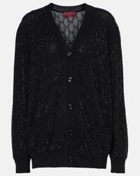 Gucci GG Crystal-embellished Cardigan in Gray | Lyst