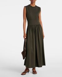 TOTEME Fluid-sleeve Jersey Maxi Dress in Brown | Lyst