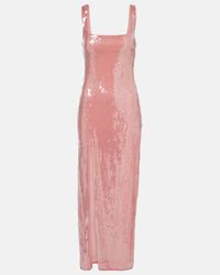 STAUD Kennedy Metallic Brocade Midi Dress in Natural | Lyst UK