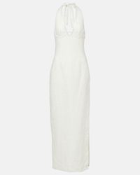 sir alessandra beaded linen maxi halter dress Linen Blend Asymmetric Halter Maxi Dress main image 1
