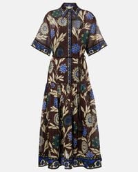 ALMAIS Arcade Linen Midi Dress in Metallic | Lyst