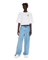 Off-White c/o Virgil Abloh Paint Wide Leg Tapered Jeans - ブルー