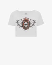 Other Death Skull Cropped Wide Neck Tee - White