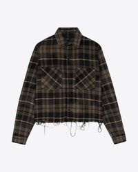 Other Cropped Flannel Shirt - Black