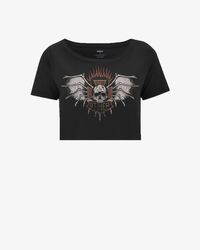Other Death Skull Cropped Wide Neck Tee - Black