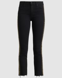 Mother The Rascal Embellished Cropped Jeans - Black