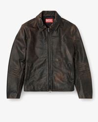 DIESEL 'L-Hein' Leather Jacket in Black for Men | Lyst