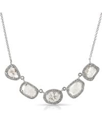 Anne Sisteron | Metallic 14kt White Gold 5 Diamond Slice Princess Necklace | Lyst