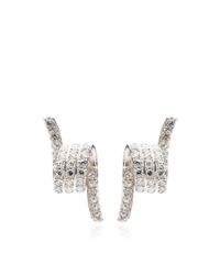 Fallon | Metallic Rhodium-plated Pave Barbed Wire Stud Earrings | Lyst
