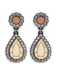 Yazbukey Multicolor 'gold Diamonds' Gemstone Plexiglas Clip Earrings